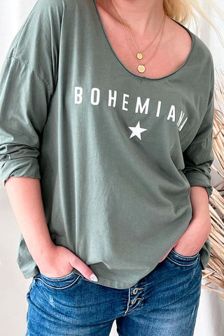 Bohemiana Star pitkähihainen t-paita, khaki
