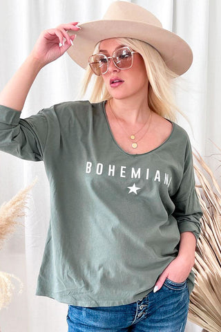 Bohemiana Star pitkähihainen t-paita, khaki