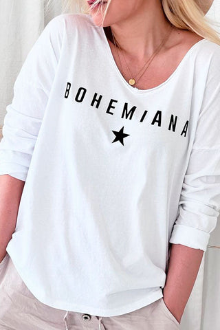 Bohemiana Star pitkähihainen t-paita, valkoinen