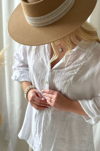 Ella pellavapaita, white