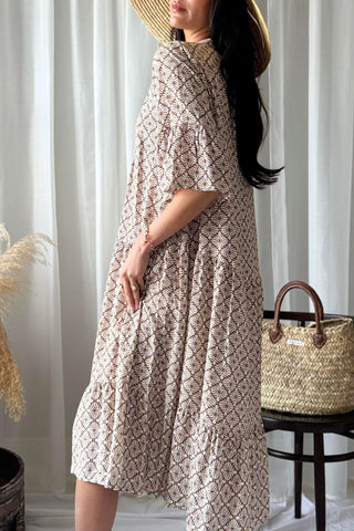 Elena viskoosimekko, mosaic brown