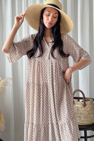 Elena viskoosimekko, mosaic brown