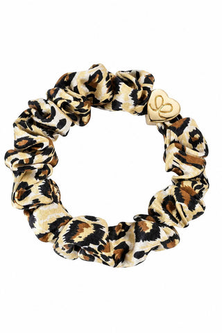 Gold heart silk scrunchie, leopard