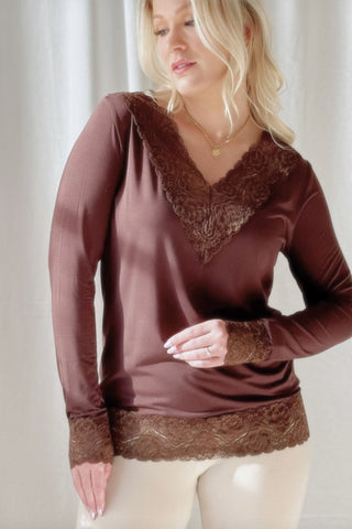 Bamboo Lace Divine pitkähihainen paita, coffee