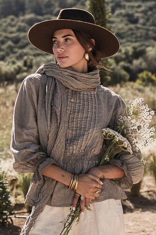 Anella linen blouse, taupe
