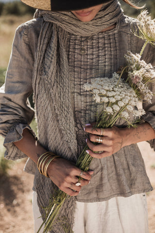 Anella linen blouse, taupe