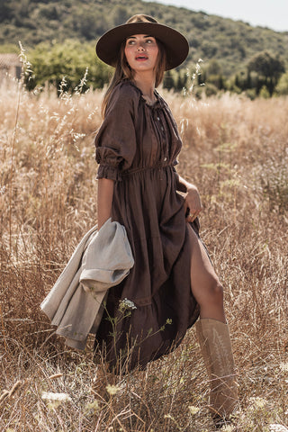 Beth ellen linen dress, coffee