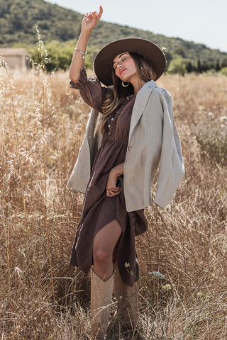 Beth ellen linen dress, coffee