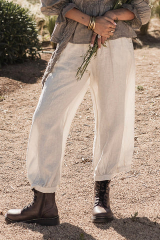 Bubble Boho linen trousers, sand