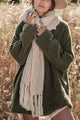 Della fringed alpaca blend scarf, beige