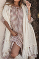 Della fringed alpaca blend scarf, off white