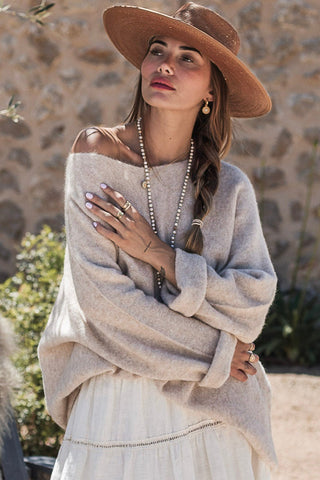 Irene alpakkasekoiteneule, beige