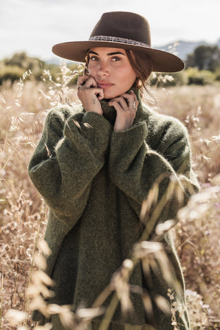Marlene alpaca blend polo jumper, forest green