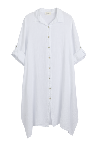 Adele linen shirt dress, white