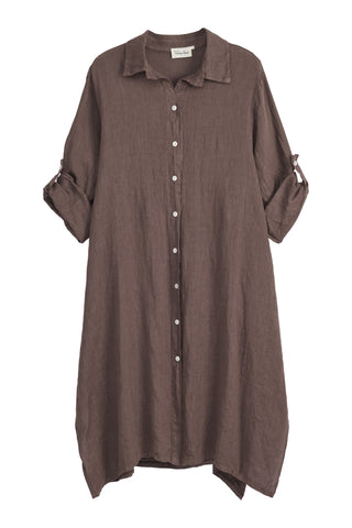 Adele linen shirt dress, coffee
