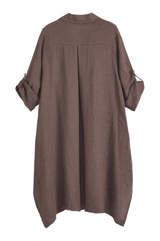 Adele linen shirt dress, coffee