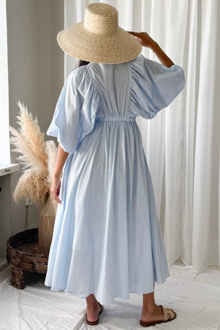 Afterglow cotton dress, light blue