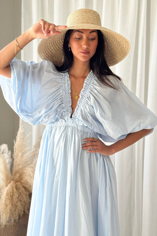 Afterglow cotton dress, light blue