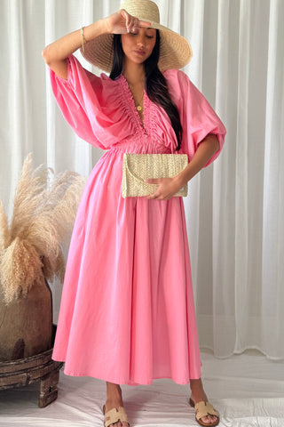 Afterglow cotton dress, miami pink