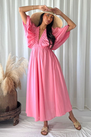 Afterglow cotton dress, miami pink