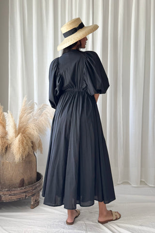 Afterglow cotton dress, black