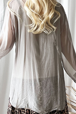 Aline silk blend blouse, marble
