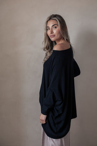 All For You asymmetrinen neule, musta