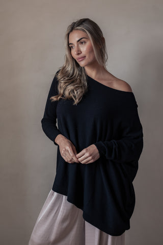 All For You asymmetrinen neule, musta