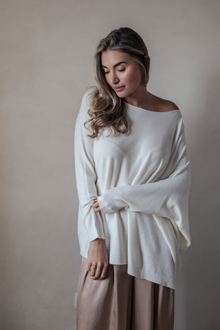 All For You asymmetrinen neule, luonnonvalkoinen