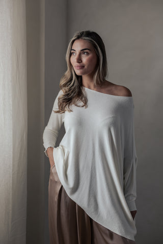 All For You asymmetrinen neule, luonnonvalkoinen