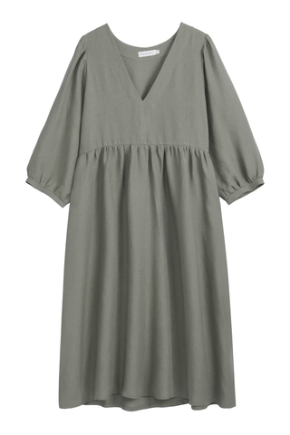 Almira linen dress, camo green
