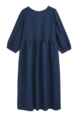 Almira linen dress, navy blue
