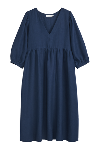 Almira linen dress, navy blue