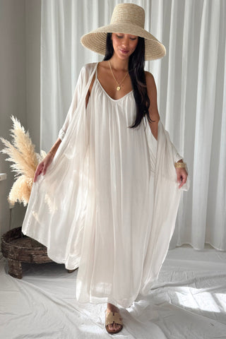 Alyssa silk-viscose dress, beige
