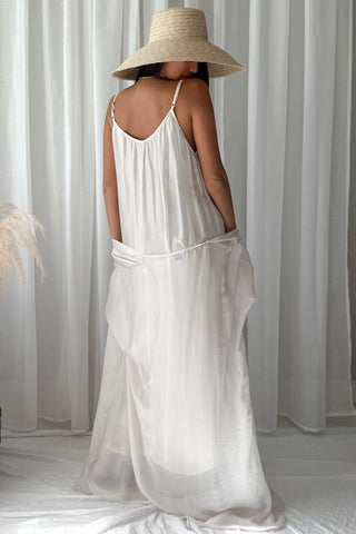 Alyssa silk-viscose dress, beige