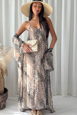 Alyssa silkkiviskoosimekko, soft leo print