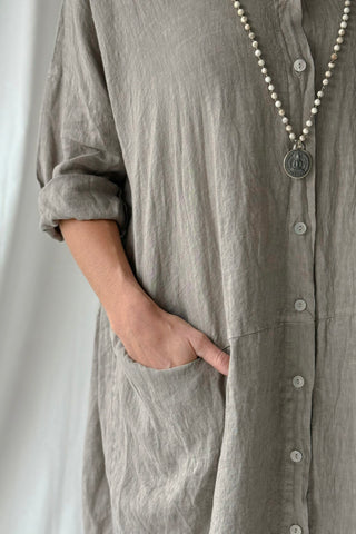 Artist pellavamekko, taupe