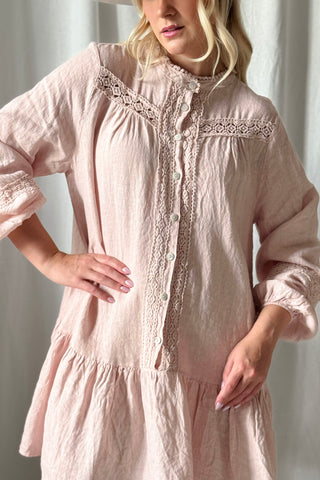 Avelle pellavatunika, vaaleanpunainen