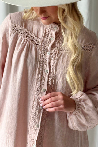 Avelle pellavatunika, vaaleanpunainen