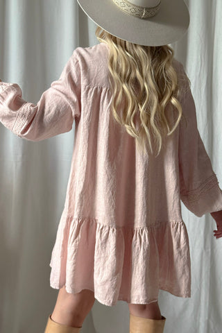 Avelle pellavatunika, vaaleanpunainen