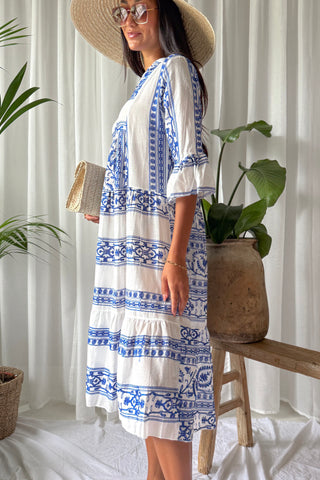 Aztec Flare dress, blue
