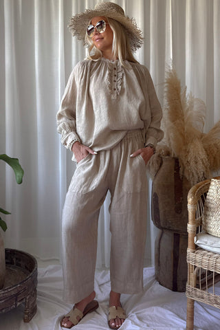 Baggy pellavahousut, cashmere