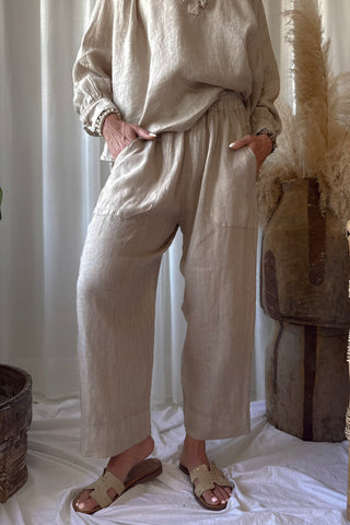 Baggy pellavahousut, cashmere