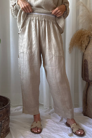 Baggy pellavahousut, cashmere