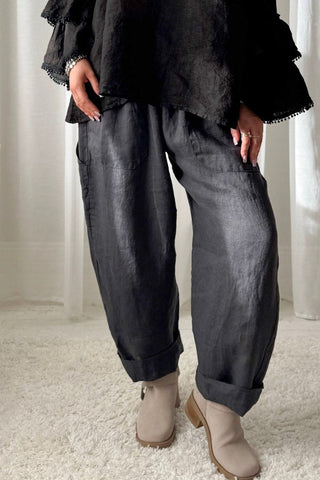 Baggy pellavahousut, smoke