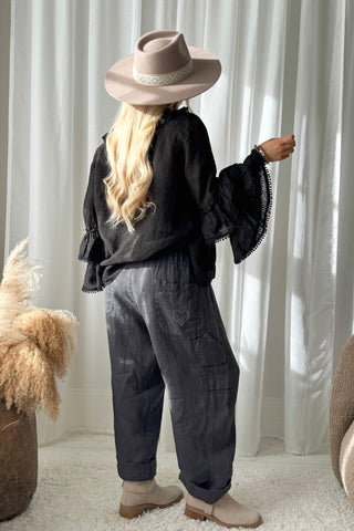 Baggy pellavahousut, smoke