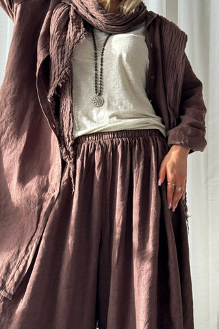 Balloon linen pants, coffee
