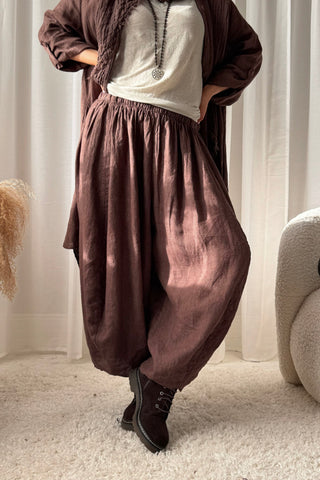 Balloon linen pants, coffee