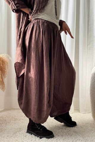Balloon linen pants, coffee