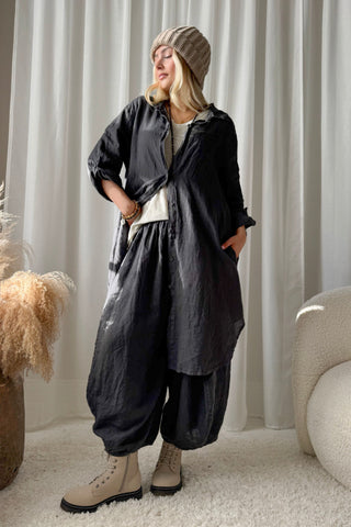 Balloon linen pants, smoke